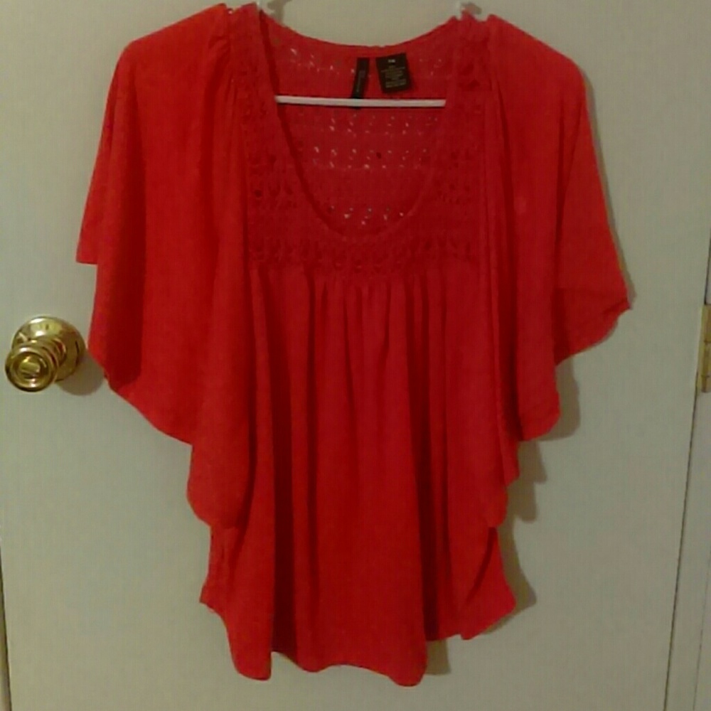 Coral ruffled blouse